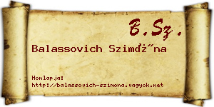 Balassovich Szimóna névjegykártya